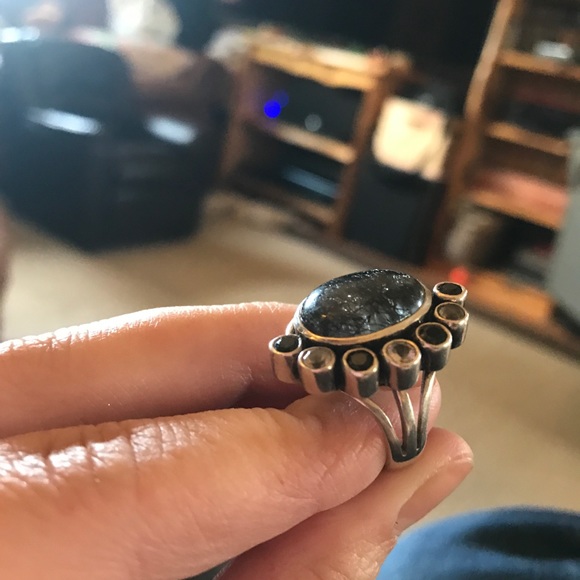 Sterling Rutilated Quartz Ring - Picture 2 of 3